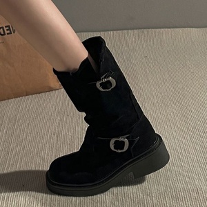 Nouvelles Bottines d'été et d'automne à talon carré, bout fermé et dessus rond, style rétro occidental, superposées, élégantes et polyvalentes, style populaire - Product Image 3