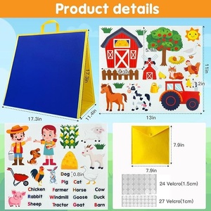 Pizarra de Fieltro de Doble Cara, Nueva de Fábrica, con Diseño de Animales de Dibujos Animados, para Aprender Historias, Juguete Educativo, 44x44cm, Cuadrada - Product Image 4