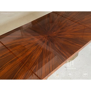 Exclusive Design Customized Antique Dining <b>Table</b> Stainless Steel Luxury Bronze Base <b>Wooden</b> <b>Top</b> Dining <b>Tables</b> UP-5-1 Dining <b>Table</b> - Product Image 2