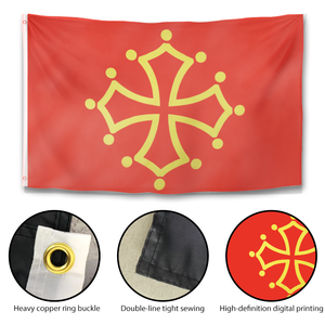 Drapeau personnalisé de l'Occitanie en polyester rouge et jaune, croix occitane, bannière régionale de Toulouse Languedoc pour la décoration intérieure et extérieure - Product Image 4