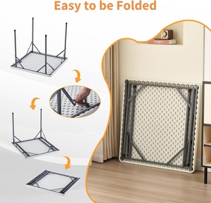 32 Inch Modern Plastic <strong>Folding</strong> <strong>Table</strong> Square Portable Lightweight <strong>Card</strong> <strong>Table</strong> with Collapsible Legs for Outdoor Use - Product Image 6