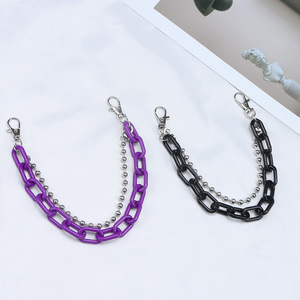 Cadena de acrílico para bolso con cuentas metálicas, blanca, rosa, multicolor, para mujer y hombre, accesorio de moda, dije para bolso DIY, otoño 2024 - Product Image 2