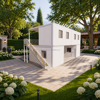 Villa moderne à deux étages en conteneur blanc préfabriqué avec balcon et cour double face pour hôtel de montagne, gîte ou bureau