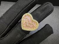 18K verguld gouden ring met roze diamant hartvormig, hypoallergeen, klassieke dikke ring voor vrouwen, bruiloft, verloving