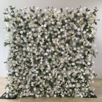 Groothandel Kunstmatige Roze Bloem Muur Achtergrond 8ft X 8ft Roll Up Rose Muur Bloemen Wandpaneel Voor Bruiloft Decoratie