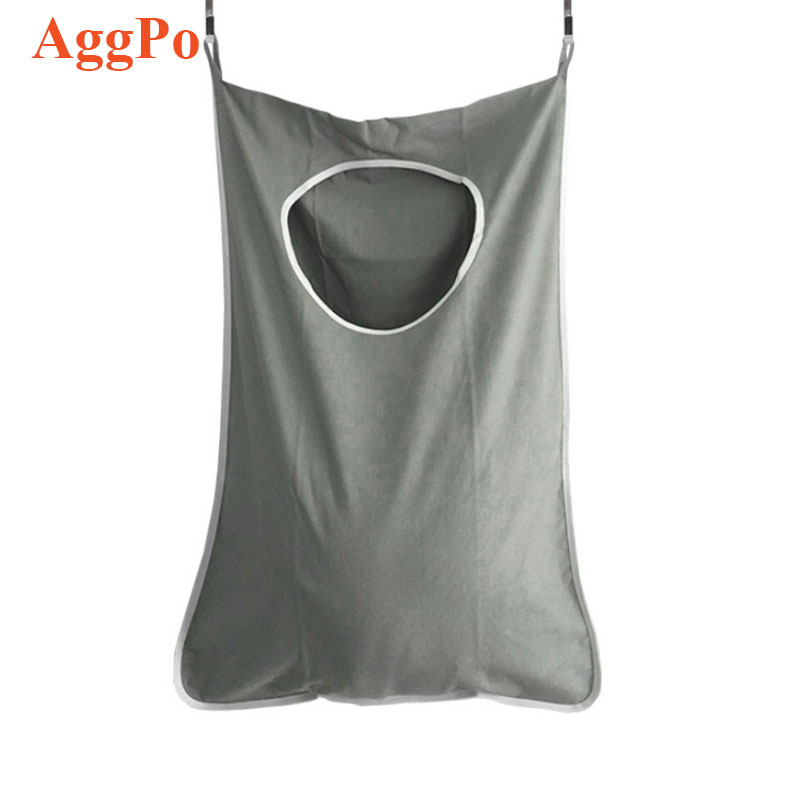 Hanging Laundry Hamper Bag Hanging Bag for Laundry Over the Door with Zipper at the Bottom and 2 pcs Stainless Steel Hooks