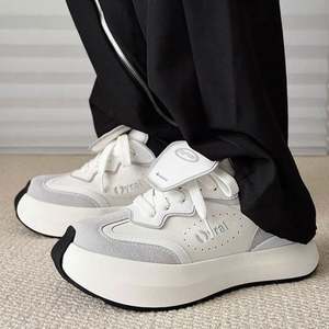 New Trendy Limited Edition <b>White</b> Ladies' Platform High <b>Heeled</b> <b>Lace</b>-<b>up</b> Couple's Sporty Casual Winter Shoes Matte Decoration PU - Product Image 3