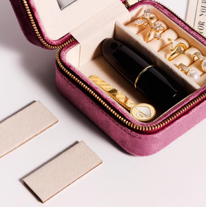 Hot Custom Leather Velvet Portable Luxury Jewel <b>Jewelry</b> Storage Travel <b>Organizer</b> <b>Boxes</b> Zipper Closure Square Shape Ele Queen - Product Image 6