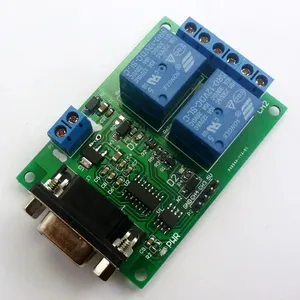 Módulo de relé de puerto serie TB351 de 2 canales DC 12V PC ordenador USB RS232 DB9 RS485 UART Placa de interruptor de Control remoto