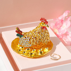 Garantía de calidad Metal Animal Joyero Nueva decoración del hogar Gallo Almacenamiento de joyas - Product Image 4