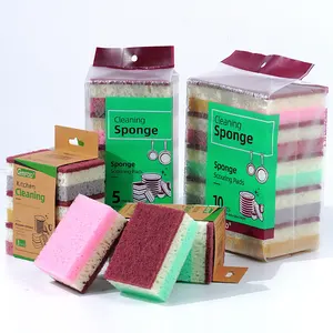 Factory Price Colorful Sponge Strong Detergency Efficient Kitchen Thick Scrubber Pad Cleaning Sponge
