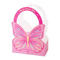 Nieuwe design vlindervormige handzame witte kartonnen cadeaudoos van kraftpapier luxe bloemenboeket tas voor Valentijnsdag Moederdag