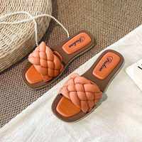 Nouvelles sandales plates tissées pour femmes, style 2024, mode plage, vêtements d'extérieur, taille unique, légères et antidérapantes