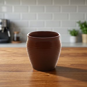 Brown <b>Handmade</b> <b>Ceramic</b> Tea Cup Ribbed Reusable Chai <b>Mug</b> for Home Party Restaurant - Product Image 6