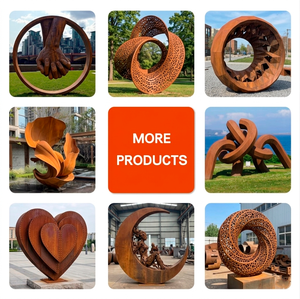 Escultura Metálica de Acero Corten Cuadrada Hueca de Tamaño Real BSA, Estatua Abstracta Moderna Oxidada en Forma de Cubo para Arte Público en Parques y Distritos - Product Image 4