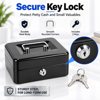 Caisse à monnaie portable en métal avec plateau à pièces amovible et serrure à clé, petit coffre-fort en acier pour le stockage de petites sommes d'argent