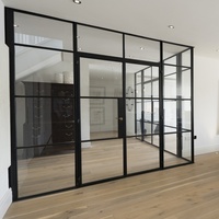 Gril de porte française en fer Design Fenêtres en acier Portes commerciales en acier ignifugé Porte intérieure en acier Fer et verre