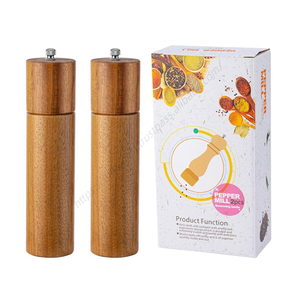 Moulin à sel et à poivre manuel en bois d'acacia A2759 pour cuisine, outil de cuisson en gros - Product Image 5