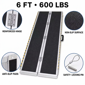 Rampa Plegable Compacta <span class=keywords><strong>de</strong></span> Aluminio <span class=keywords><strong>para</strong></span> Sillas <span class=keywords><strong>de</strong></span> <span class=keywords><strong>Ruedas</strong></span> <span class=keywords><strong>de</strong></span> 6 Pies, 600 LBS, Antideslizante, con Asa <span class=keywords><strong>de</strong></span> Transporte, Rampa <span class=keywords><strong>de</strong></span> Acceso <span class=keywords><strong>para</strong></span> Scooter y <span class=keywords><strong>Silla</strong></span> <span class=keywords><strong>de</strong></span> <span class=keywords><strong>Ruedas</strong></span> - Product Image 1