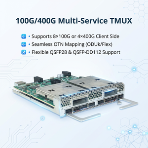 การ์ดทรานส์โปนเดอร์ DWDM Muxponder 800G 8x100G/4x400G, อุปกรณ์ส่งสัญญาณแสงแบบ Dual-Slot TMUX T8EH สำหรับการเชื่อมต่อข้อมูลในศูนย์ข้อมูล - Product Image 3