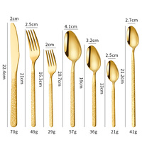Ensemble de couverts en acier inoxydable doré martelé pour la maison et la restauration, compatible lave-vaisselle, durable