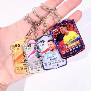 Llavero de acrílico con tarjeta de estrella del fútbol, llavero personalizado con estadísticas del jugador, regalo transparente de acrílico para aficionados al fútbol, colgante para coche o bolso. - Product Image 3