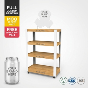 Présentoir de bois et métal personnalisé en gros pour boissons gazeuses (Cola, Sprite, Fanta) – Stand mobile pour magasin de détail - Product Image 1