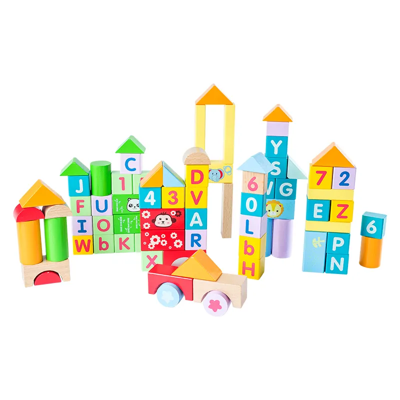 New hot selling toys 80 pieces DIY building block sets educational alphabet number learning game gift for kids boys and girls