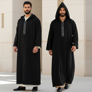 <span class=keywords><strong>Djellaba</strong></span> islamique saoudienne personnalisable pour homme, épaisse et chaude, avec capuche en chamois et filet à cheveux, idéale pour l'hiver - Product Image 2
