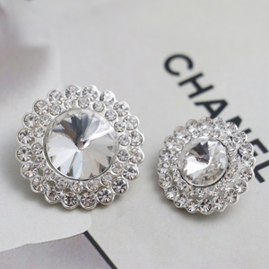 Haut de gamme petit Flash parfumé diamant bouton manteau de fourrure décoré boucle costume veste pull Cardigan alliage boutons - Product Image 1