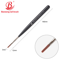 BAOWANG BW8-2 Pinceau professionnel pour nail art, poils en nylon, manche en résine, pour couche de base et de finition, gel poly, gel de construction, personnalisable, vente en gros