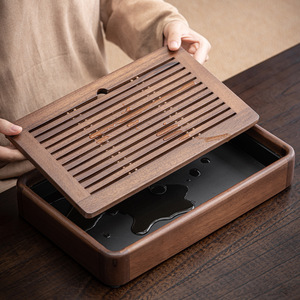 Walnut Wood <b>Tea</b> <b>Tray</b> Solid Wood Rectangular Kung Fu <b>Tea</b> <b>Tray</b> 26x19x5 Cm And 35x22x5 Cm For Home Office Use - Product Image 4