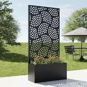 Paravent décoratif en aluminium avec <span class=keywords><strong>pot</strong></span> de fleurs et panneau découpé au laser pour l'intimité - Product Image 5