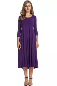 Abito in raso con scollo personalizzato all'ingrosso per le donne nuovo elegante vestito Casual lungo grande orlo primavera manica lunga tinta tinta tinta unita - Product Image 6