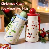 Tasse isotherme en acier inoxydable en forme de gourde, motif dessin animé, pour filles, cadeau de Noël portable avec fonction anti-chute