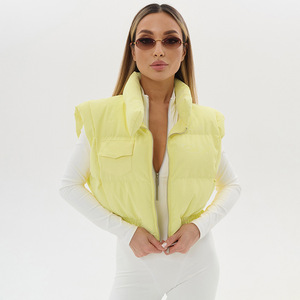 Winter Trendy Wholesale Fashion Cropped Bubble Coats Women Sleeveless Bomber Puffer Jacket Casual Style Thick Fleece Top - Product Image 6