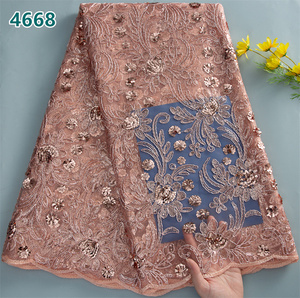Tissu en dentelle de tulle africain bleu roi en gros avec paillettes 2025 – Dentelle filet française de haute qualité pour robes de soirée femme 4668 - Product Image 4