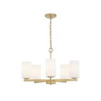 Lustre 5 lumières or brossé style Mid-Century, abat-jour en verre dépoli, certifié ETL, LED ovale/carré, contemporain, pour salle de bain et salon
