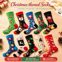 Chaussettes de Noël fantaisie en coton jacquard haute densité 200N, motif dessin animé mignon, cadeau de Noël original, vente en gros