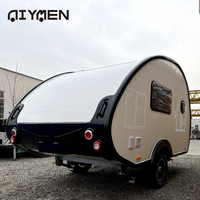 Mini-caravane de camping de luxe pour camping-car, avec châssis en acier galvanisé, carrosserie en fibre de verre, légère, forme goutte d'eau, pour le camping en tout-terrain, avec douche