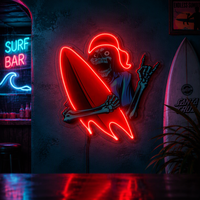 Enseigne néon LED personnalisée 'Surfing Skeleton' style vintage pour décoration murale de 'Man Cave' et d'intérieur, avec écran d'affichage