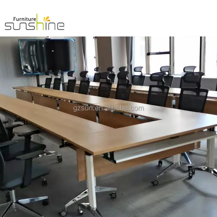Modern Office Furniture Aluminum Metal Frame Folding Table Classes Reception Foldable Conference Desks