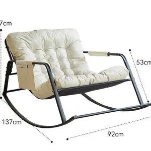 2023 Hot sale living room rocking chair iron frame velvet pillow Rocking Sun Lounger Chair