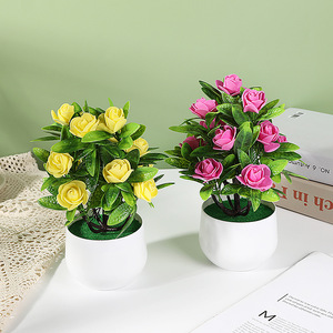Planta de Rosa Artificial en Maceta, Decoración de 23 cm de Altura, Flores de Plástico para Decoración de Bodas y Hogar - Product Image 1