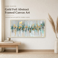 Peinture à l'huile abstraite sur toile, peinte à la main avec des feuilles d'or, 120 x 60 cm, encadrée, art mural pour salon, hôtel, décoration de la maison