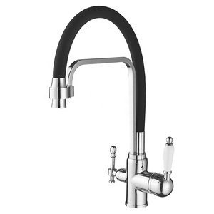 Brass Silicone Flexible Single Hole Pull Out Filter Hot and Cold Mixer Taps 2 Handles Kitchen AT7218 Kitchen - Product Image 1