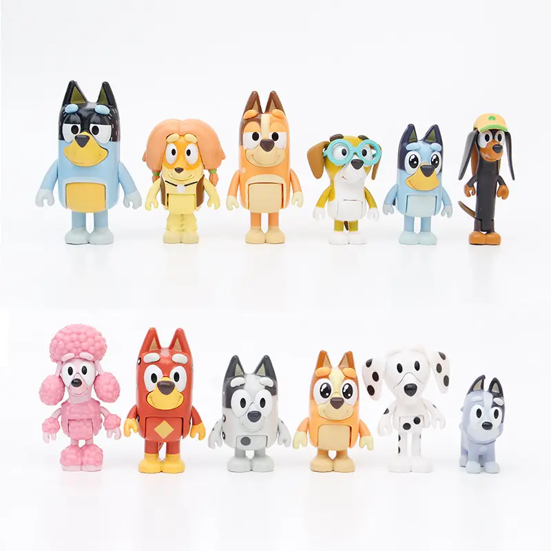 Bingo e Blueys Mini Figuras de Ação Definido Com Articulações Móveis Bandido PVC Brinquedos Chilli Muffin Jack Rusty