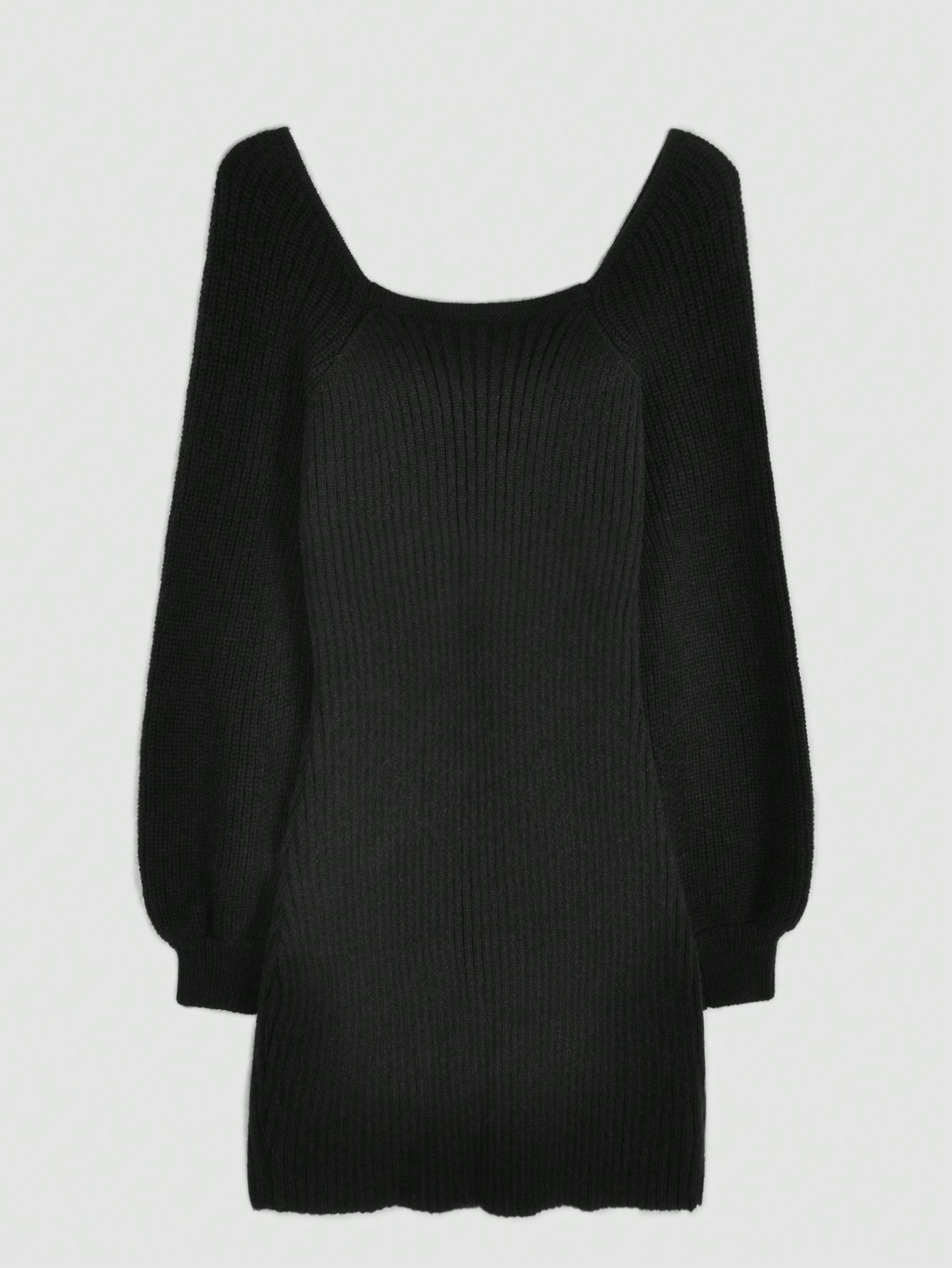 Female Elegant Solid Knit Mini Dress Woman Square Collar Long Lantern  Sleeve Casual Boat Neck Bodycon Sweater Dress| Alibaba.com