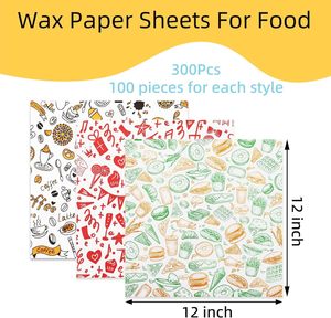 Feuilles de papier alimentaire 12x12 pouces, papier ciré résistant à la graisse <span class=keywords><strong>pour</strong></span> emballage de sandwichs, doublures <span class=keywords><strong>pour</strong></span> paniers alimentaires haut de gamme - Product Image 2