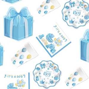 ชุดอุปกรณ์ตกแต่งงานเลี้ยงเปิดเผยเพศลูกน้อย DAMAI สำหรับทีมเด็กชาย จานกระดาษ ผ้าเช็ดปาก ของใช้บนโต๊ะอาหารแบบใช้แล้วทิ้งสำหรับงานเลี้ยงฉลองทารก สำหรับแขก 8 ท่าน - Product Image 5